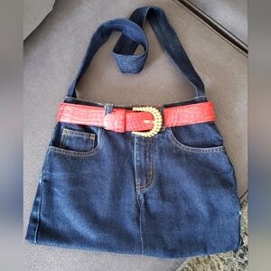 Custom Jean Purse with Belt.